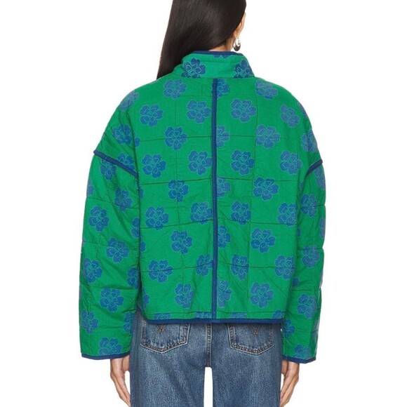 Free People Chloe Jacket Top Floral Printed Quilted Dolman Long Sleeve L 285616 - Picture 4 of 9